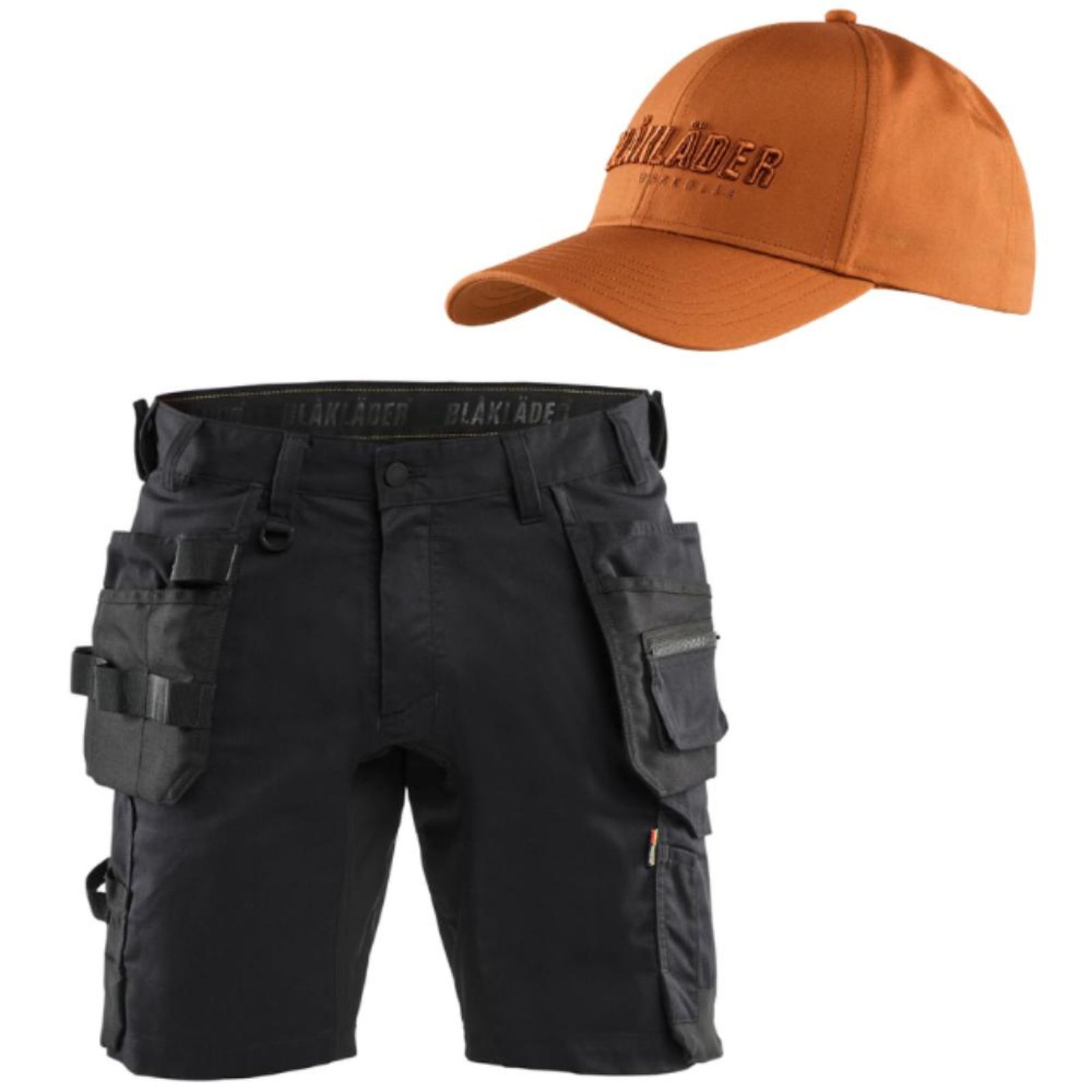 Short + casquette Blaklader noir 1752 stretch 2D avec poches flottantes artisan
