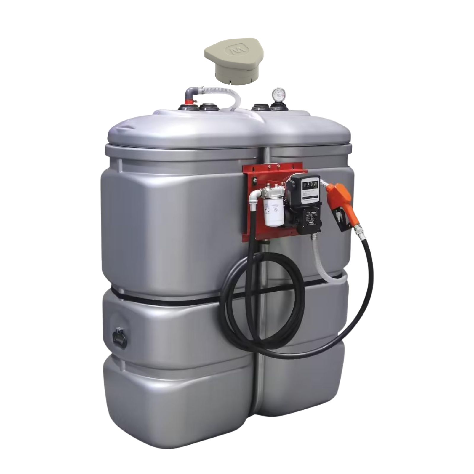 Cuve de stockage DP 1000L gasoil avec contrôle de niveau et station gasoil 230V 60 l/min pistolet automatique DRAKKAR