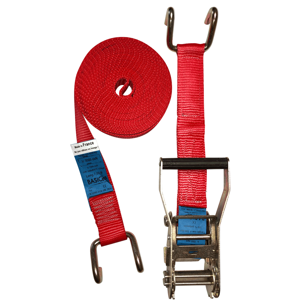 Sangle 2 parties plateau largeur 45 mm long 9 mètres fer n° 1 ecarté LC 1500 rouge BASIC Line - ABAE19