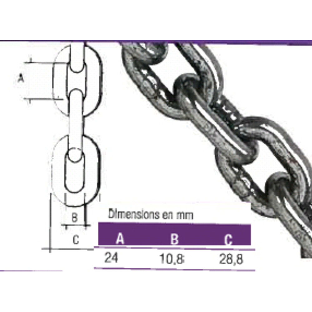 CHAINE GRADE 80 D8MM  CMU 2T vendu au métre COBALTIX - MACCH8