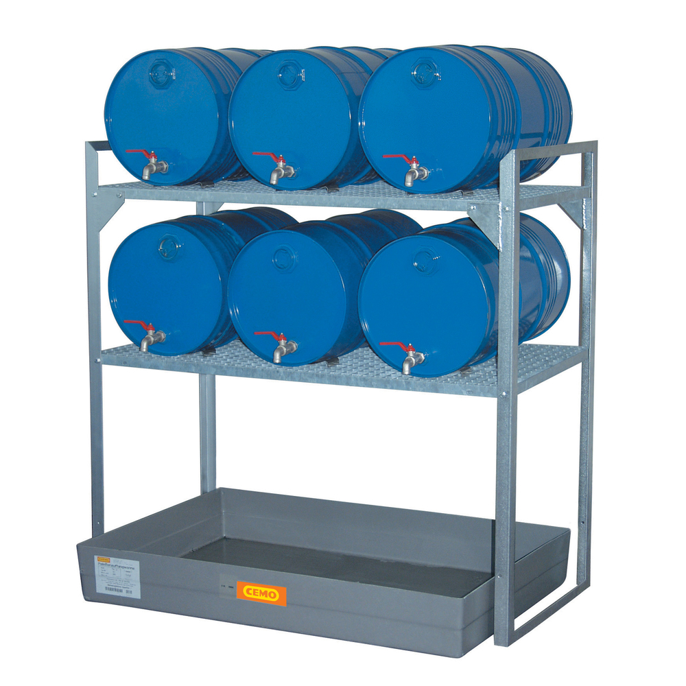 Rayonnage 360 avec cale-fûts pour 6 fûts 60 litres et petits récipients CEMO - 7642F