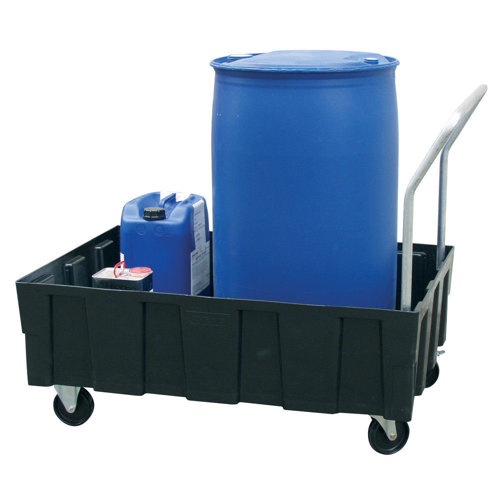 Bac EURO-PE mobil 2 roul+tes pivotantes freinées, 2 roul+tes fixes + guidon fixe CEMO - 8433