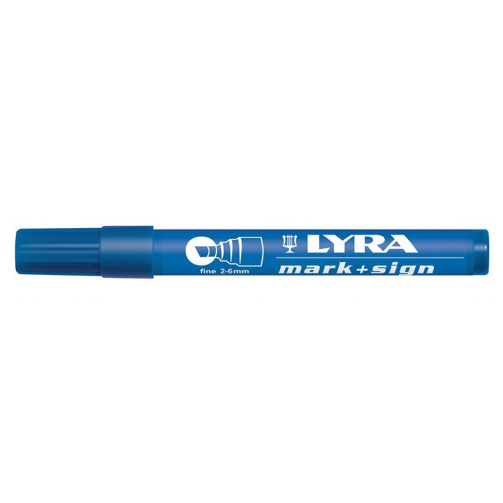 Marqueur permanent bleu MARK+SIGN pointe biseautée 2-6 mm - boîte de 10 - LYRA - 4010051