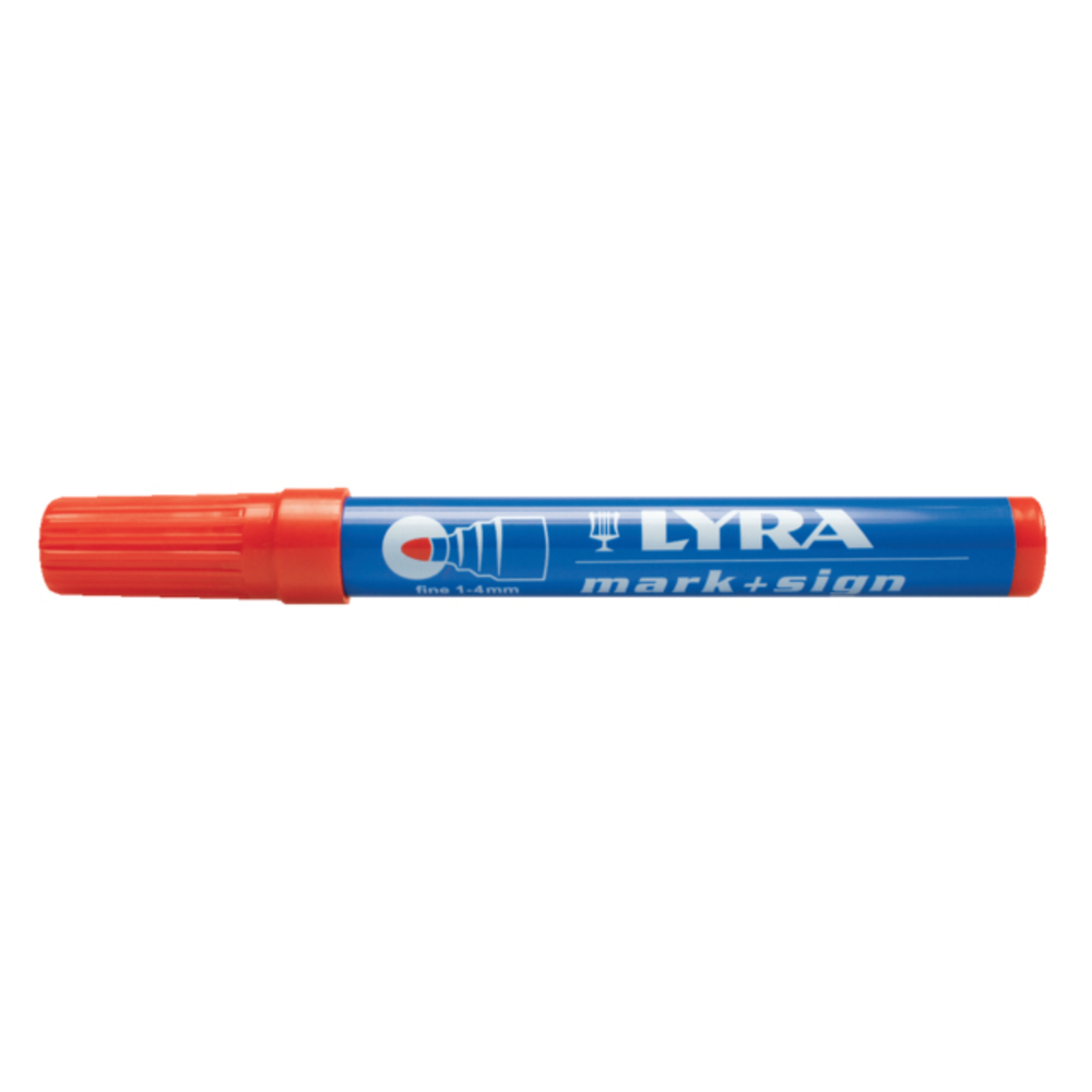 Marqueur permanent rouge MARK+SIGN pointe ogive 1-4 mm - boîte de 10 - LYRA - 4020017