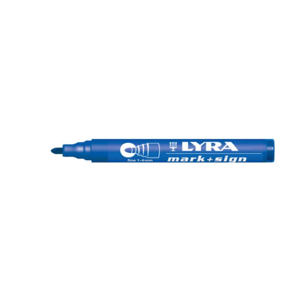Marqueur permanent bleu MARK+SIGN pointe ogive 1-4 mm - boîte de 10 - LYRA - 4020051
