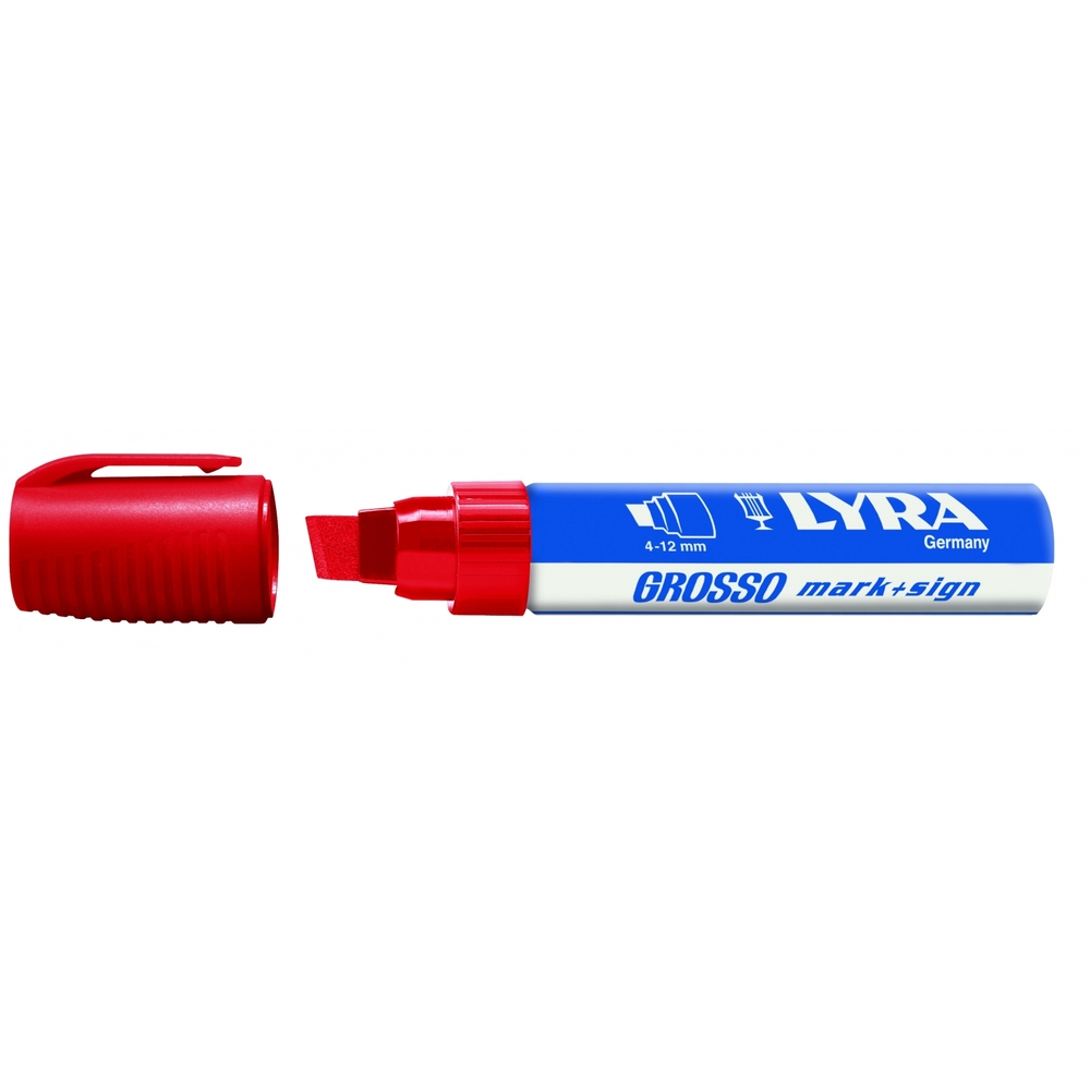 MARQUEUR PERMANENT LYRA GROSSO ROUGE MARK+SIGN POINTE BISEAUTÉE 4-12 MM - BOÎTE DE 10 - 4030017