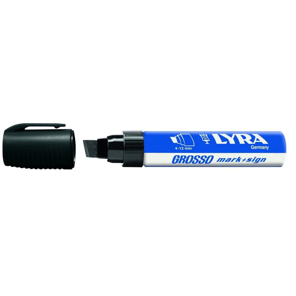 MARQUEUR PERMANENT LYRA GROSSO NOIR MARK+SIGN POINTE BISEAUTÉE 4-12 MM - BOÎTE DE 10 - 4030099
