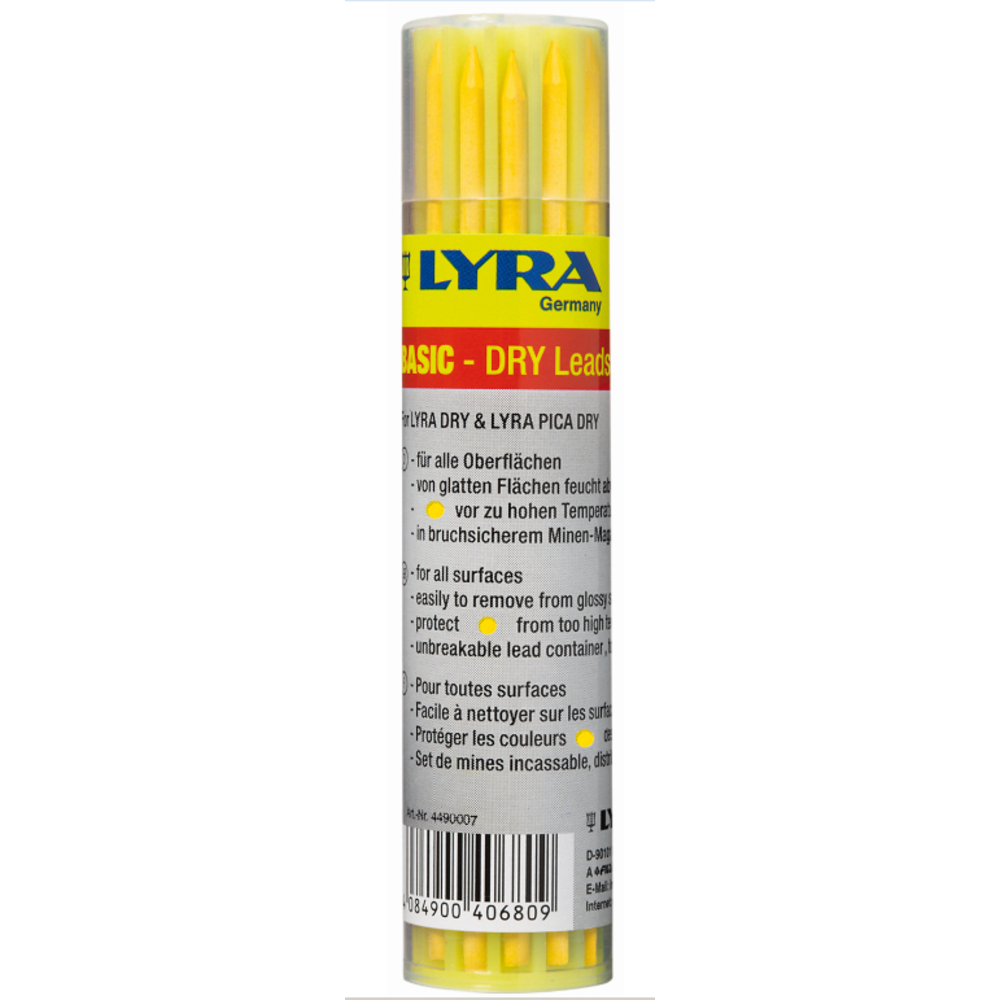 ETUI DE 12 MINES DE RECHANGE LYRA JAUNES DRY POUR MARQUEURS -DRY ET PICA DRY -4490007