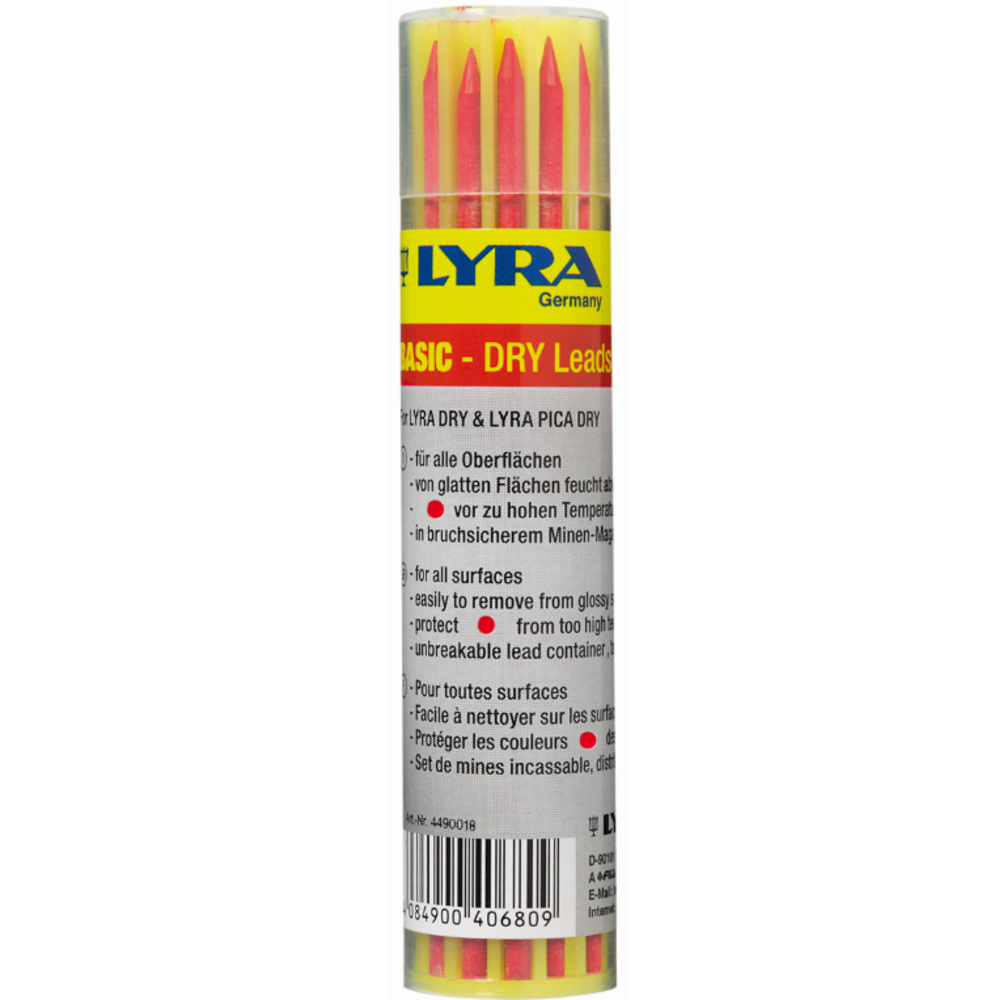 ETUI DE 12 MINES DE RECHANGE LYRA ROUGES DRY POUR MARQUEURS -DRY ET PICA DRY -4490018