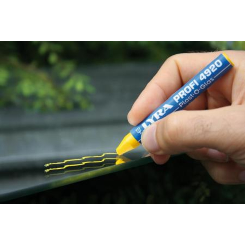 Craie de marquage à la cire jaune Plast-O-Glas en boîte de 12 PROFI 4920 LYRA-4920007