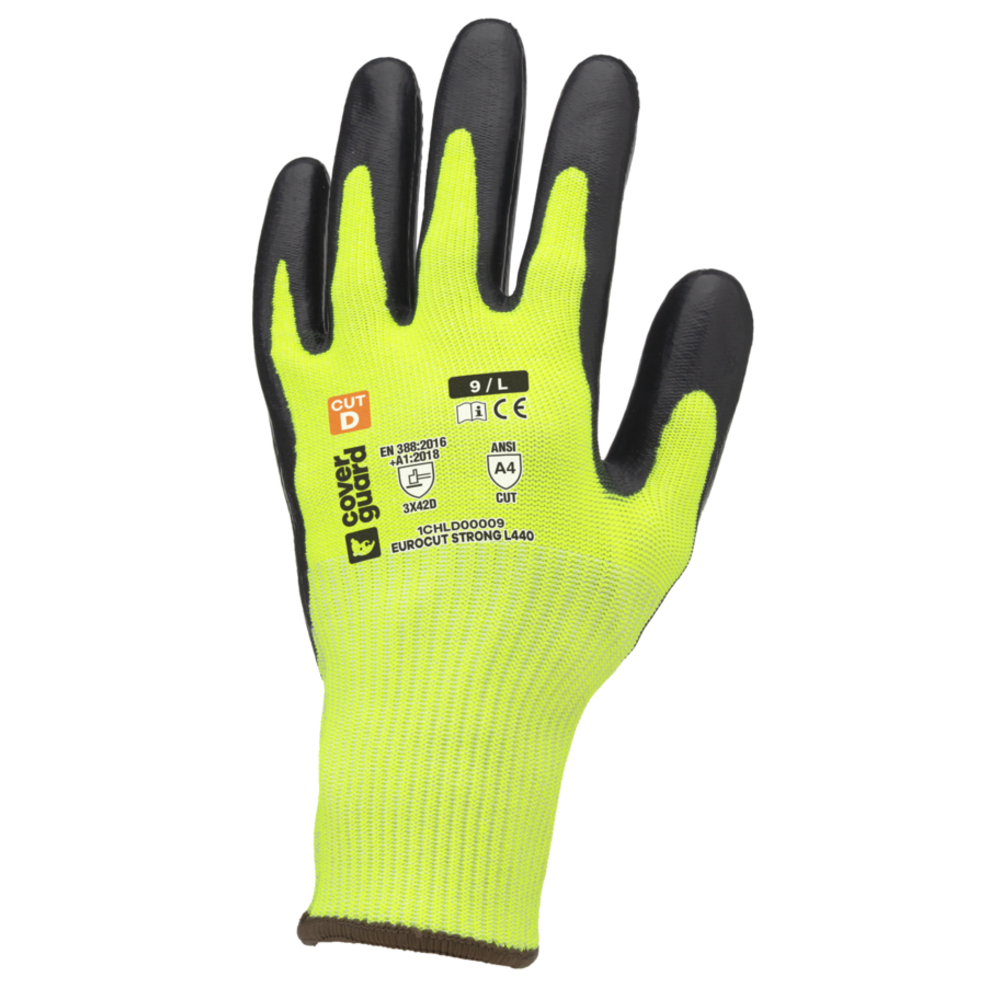 Gant EUROCUT STRONG L440 Jauge 13 jaune fluo/noir - COVERGUARD - 1CHLD00