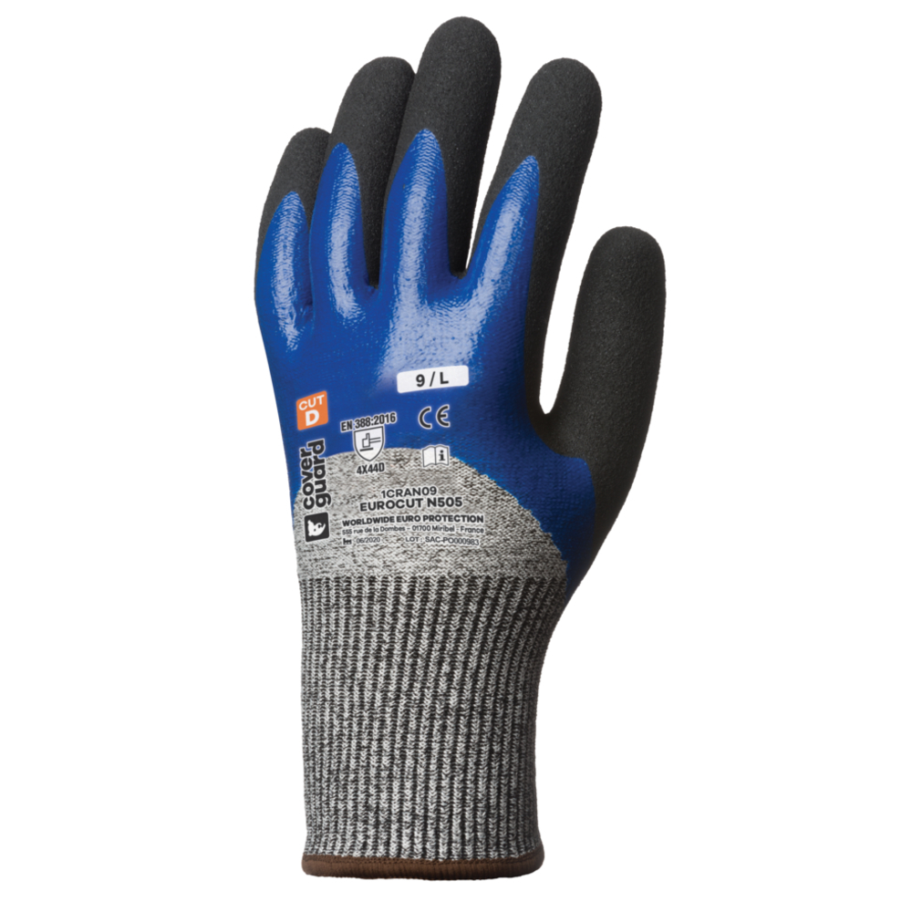 Gant EUROCUT N505 Jauge 13 gris/bleu - COVERGUARD - 1CRAN