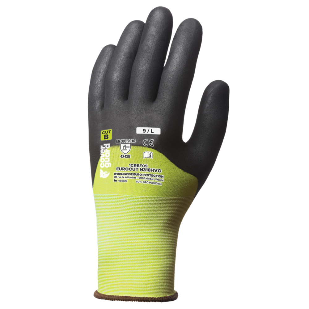 Gant EUROCUT N318HVC Jauge 18 jaune - COVERGUARD - 1CRBF