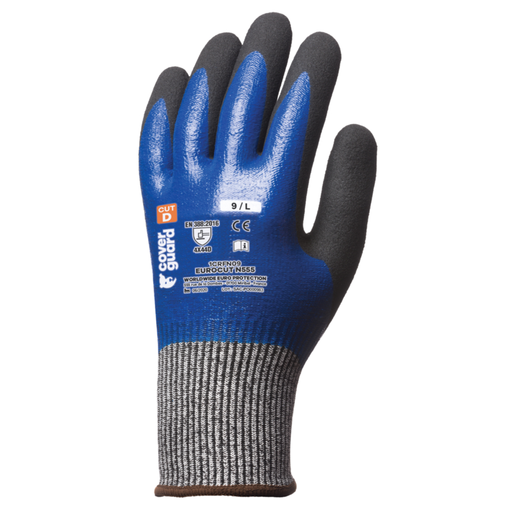 Gant EUROCUT N555 Jauge 13 gris/bleu - COVERGUARD - 1CRFN