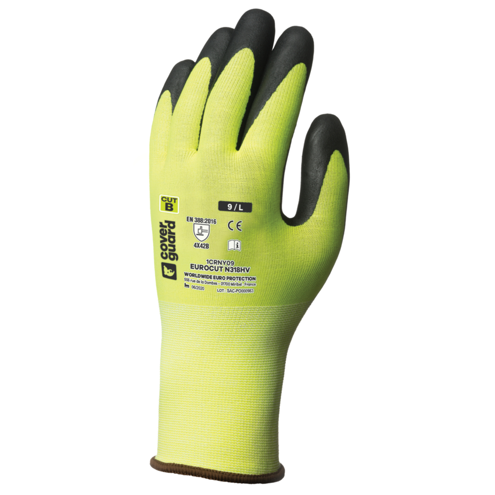 Gant EUROCUT N318HV Jauge 18 jaune - COVERGUARD - 1CRNY