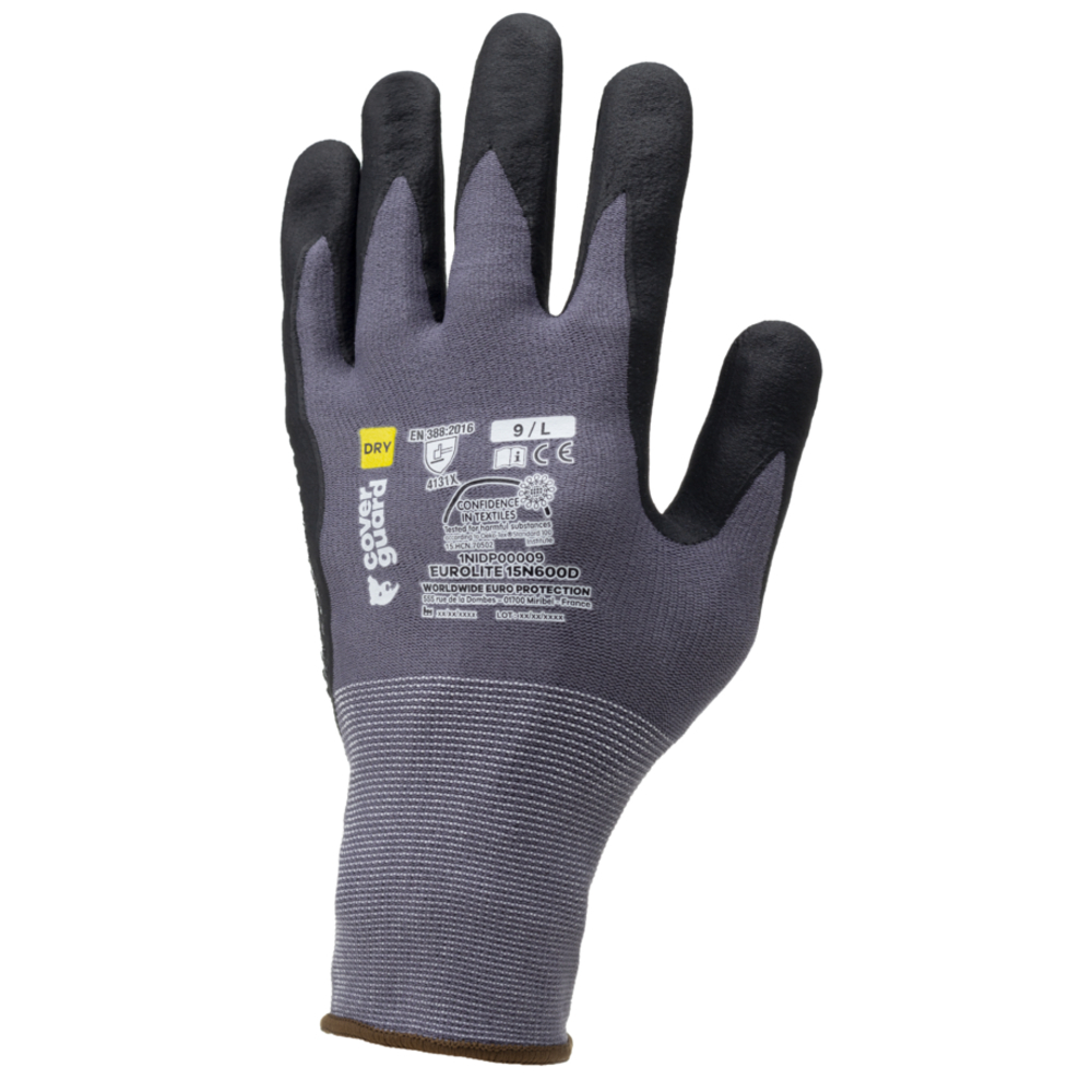 Gant EUROLITE 15N600D gris/noir - COVERGUARD - 1NIDP00