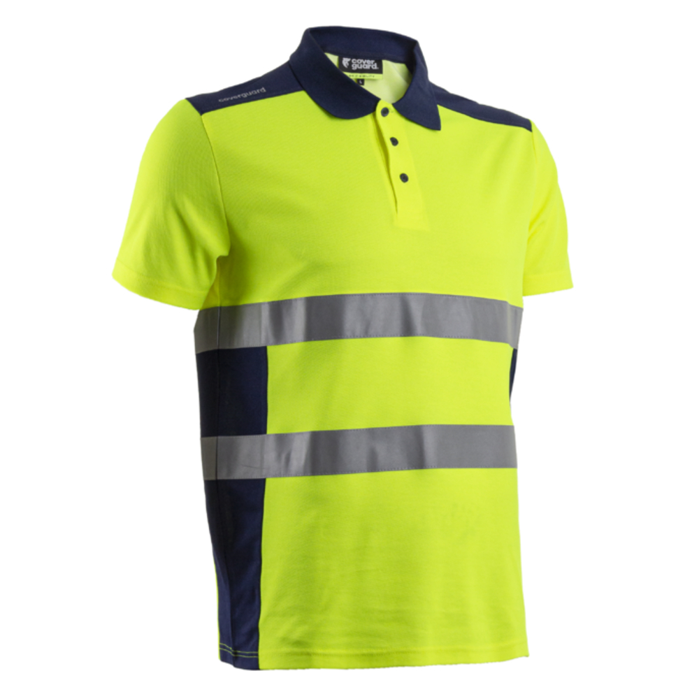 Polo manches courtes OKI bleu marine/jaune - COVERGUARD - 5OKI160