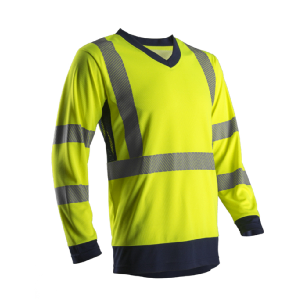 T-shirt manches longues SUNO bleu marine/jaune - COVERGUARD - 7SUNY