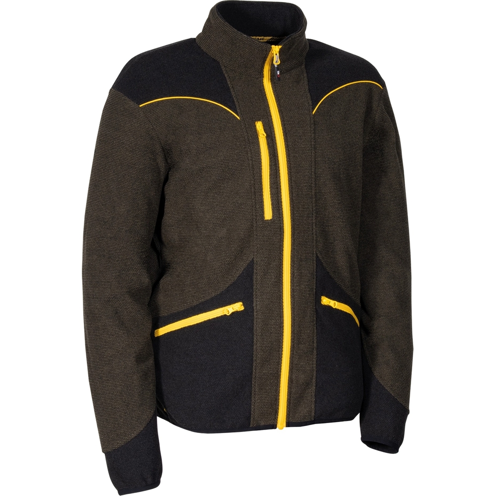 Veste Micro PolaireGREBO taupe/noir/jaune - Taille standard - COFRA - V628-0-03