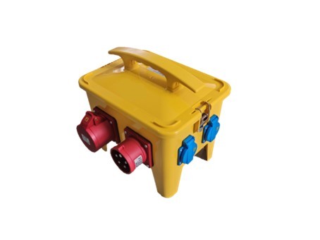 Coffret de chantier 6 prises Monophasé/Triphasé IP44 250V 16A avec bouton d'arrêt d'urgence et prolongateur 2m 5G2.5 PRO CEBA - CC42AUR25G2,5