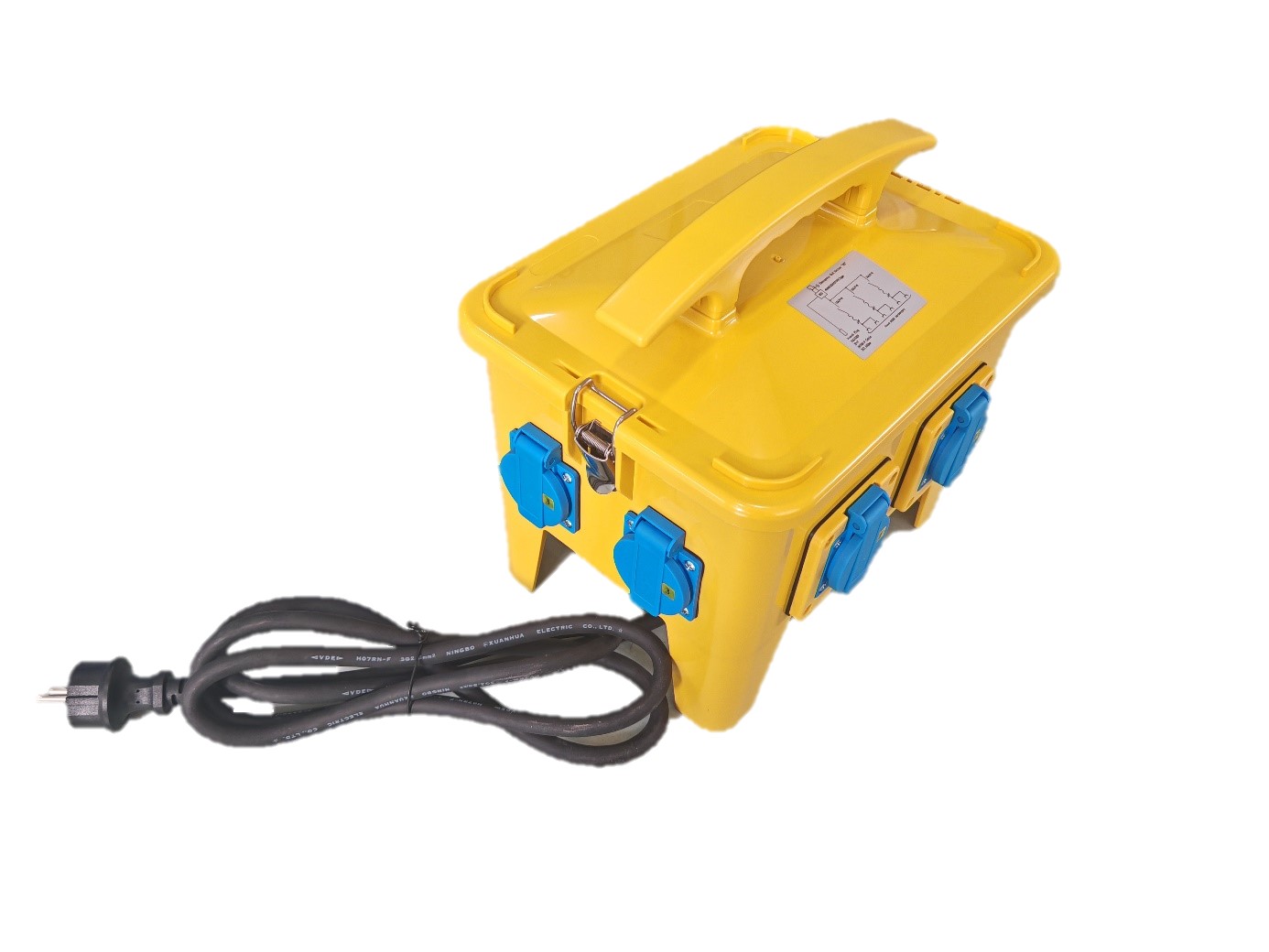Coffret de chantier 6 prises IP44 250V 16A avec bouton d'arrêt d'urgence et câble de 2M 3G2.5 CEBA - CC6AU