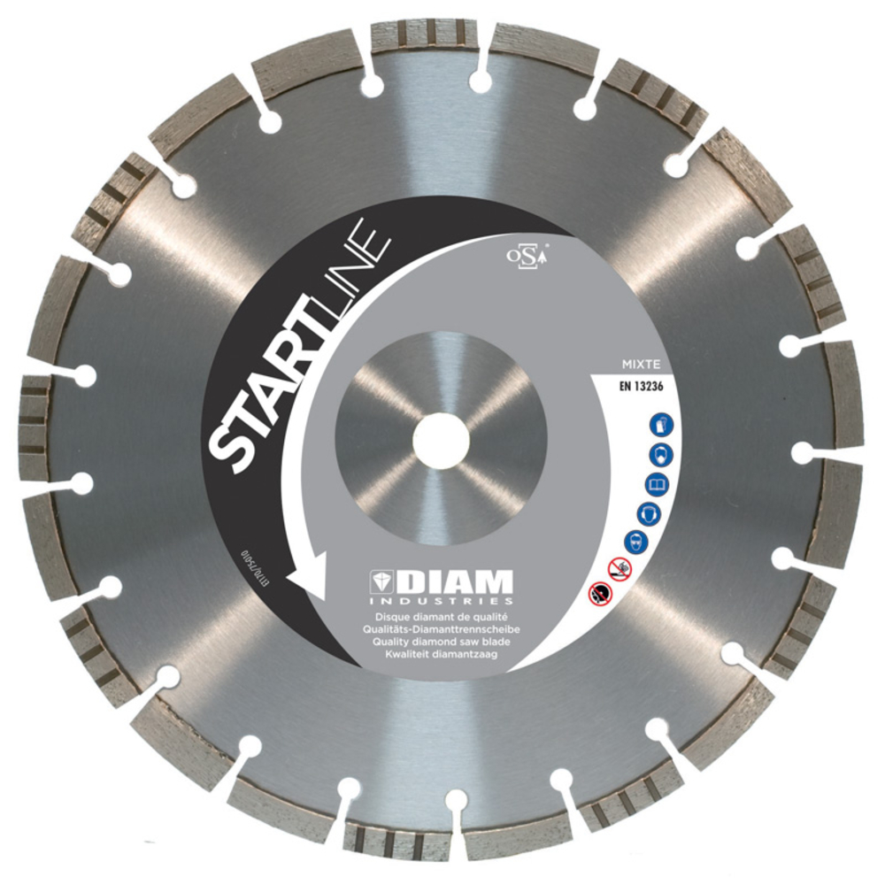 DISQUE DIAMANT MIXTE DIAMETRE 350 ALESAGE 25 ACIER BETON ASPHALTE