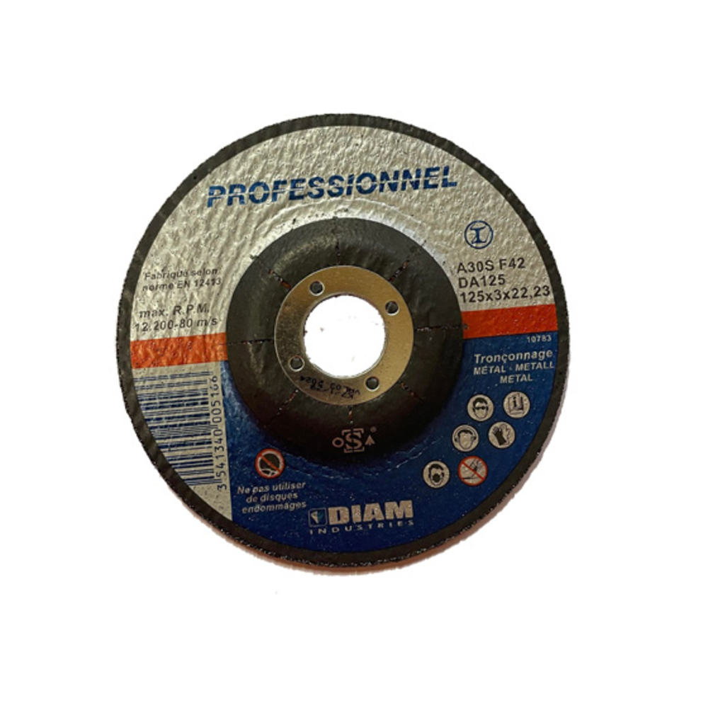 DISQUE ABRASIF ACIER Ø125 X 3 X 22.23 DIAM INDUSTRIE - DA125/22