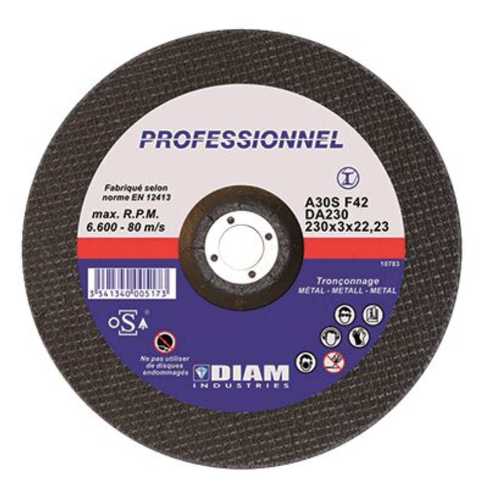 DISQUE ABRASIF DIAM INDUSTRIE ACIER D300MM EP.3,5MM - DA30020