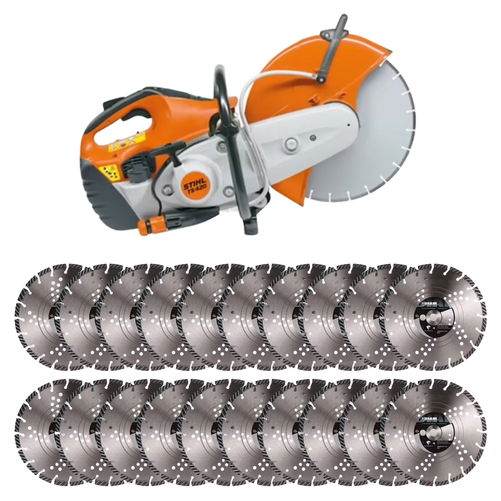 20 DISQUES DIAMANT MIXTE Ø350 MM + DECOUPEUSE STIHL TS420
