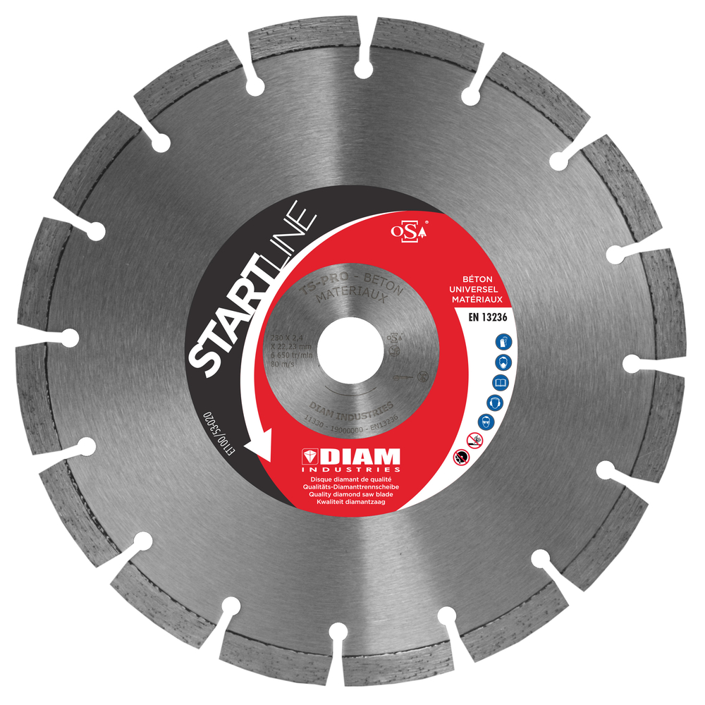 DISQUE DIAMANT UNIVERSEL MATERIAUX TSPRO DIAMETRE 125 ALESAGE 22,23 BETON PIERRE BRIQUES PARPAINGS 