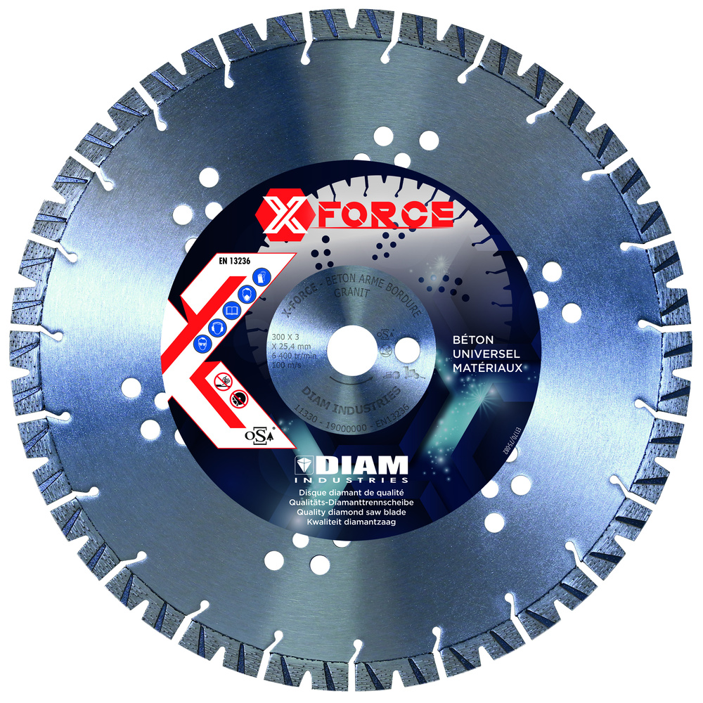 DISQUE À GRAINS DIAMANT ALIGNÉS 19 SEGMENTS ALÉSAGE 20 DIAM INDUSTRIES - X-FORCE300/20