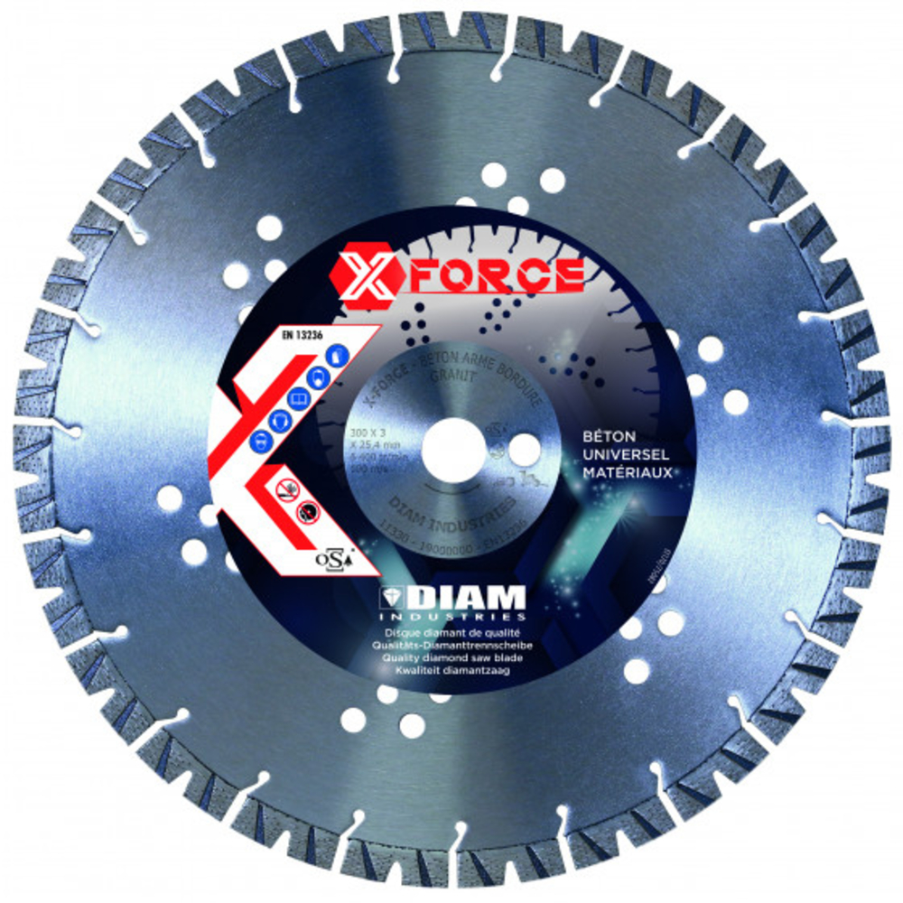 DISQUE À GRAINS DIAMANT ALIGNÉS 23 SEGMENTS ALÉSAGE 20 DIAM INDUSTRIES - X-FORCE350/20