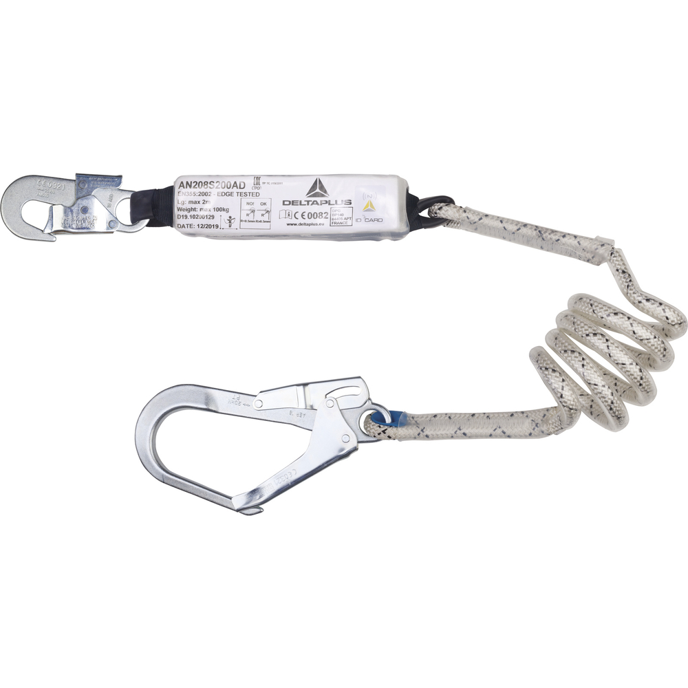 ANTICHUTE ABSORBEUR D'ÉNERGIE CORDE 2M AVEC GAINE + 1 AM010 + 1 AM022 DELTA PLUS - AN208S200AD