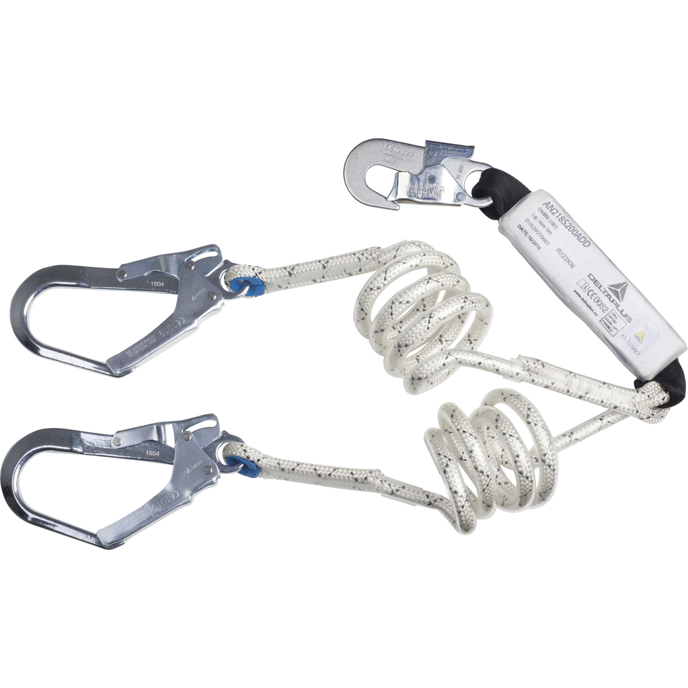 ANTICHUTE ABSORBEUR D'ÉNERGIE DOUBLE CORDE 2 M AVEC GAINE + 1 AM010 + 2 AM022 DELTA PLUS - AN218S200ADD