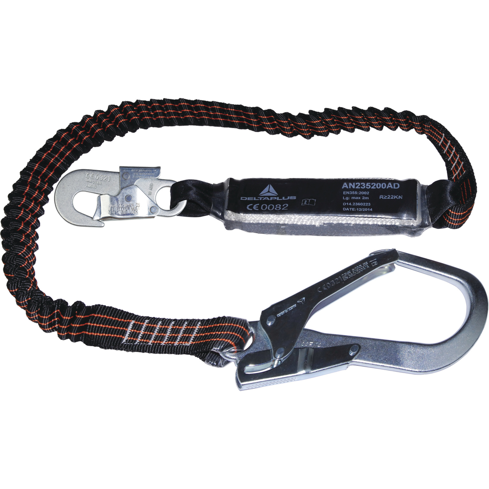ANTICHUTE ABSORBEUR D'ÉNERGIE LONGE SANGLE ÉLASTIQUE 2 M + 1 AM010 + 1 AM022 DELTA PLUS - AN235200AD