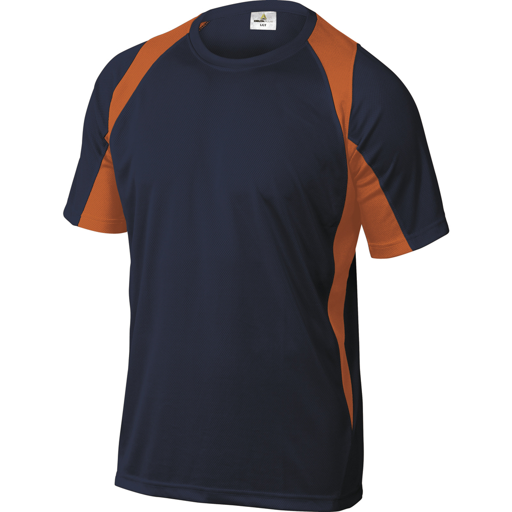 TEE-SHIRT DELTA PLUS 100% POLYESTER ORANGE-BLEU MARINE -BALIMO0