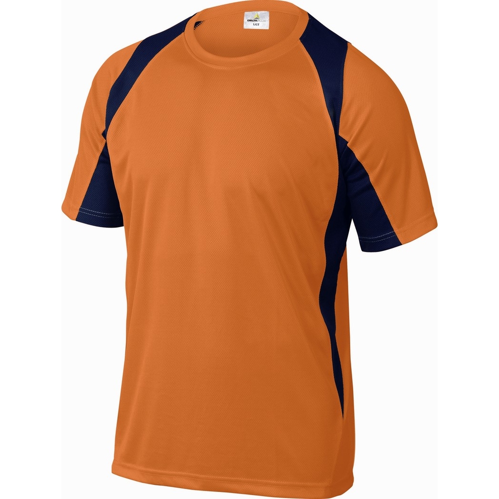 TEE-SHIRT DELTA PLUS 100% POLYESTER ORANGE-BLEU MARINE -BALIOM0