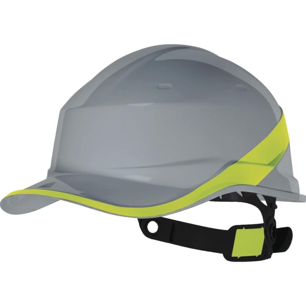 Casque de chantier gris-jaune DIAMOND5 forme casquette baseball - DELTA PLUS - DIAM5GRJAFL