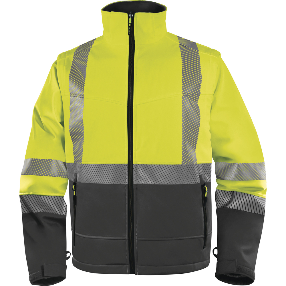 Veste Softshell stretch jaune fluo FAST 2 en 1 avec manches amovibles - DELTA PLUS - FASTJA