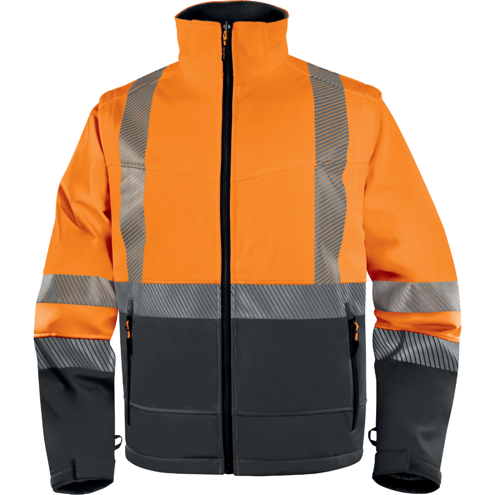 Veste Softshell stretch orange fluo FAST 2 en 1 avec manches amovibles - DELTA PLUS - FASTOR