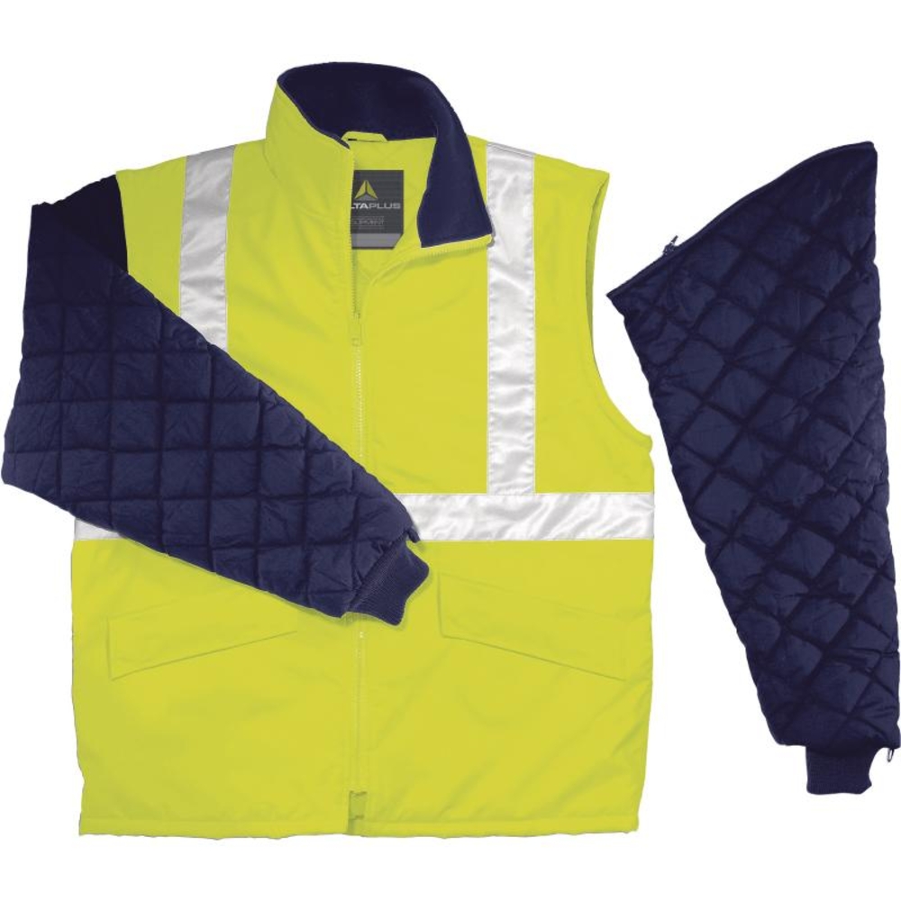 VESTE HAUTE VISIBILITÉ DELTA PLUS MANCHES AMOVIBLES JAUNE FLUO - FREEWHVJA0
