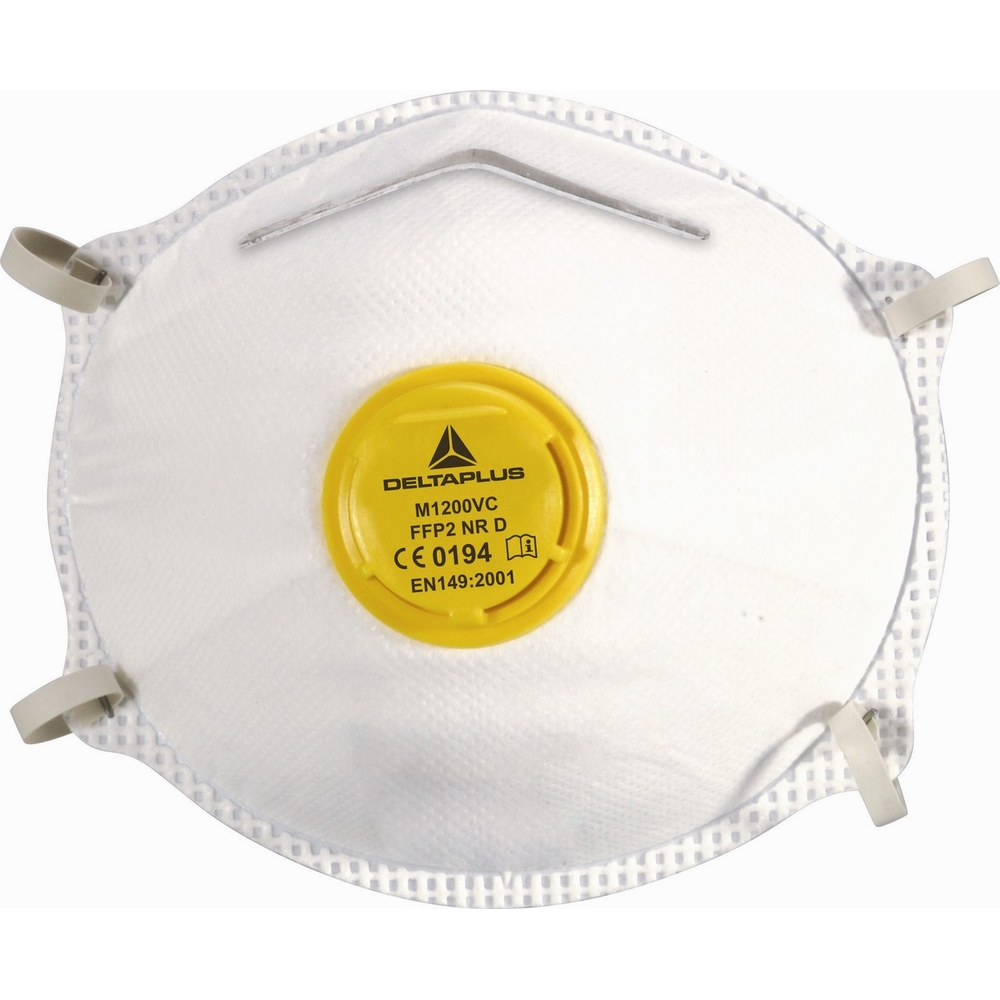 BOITE 10 DEMI-MASQUES JETABLES MOULES FFP2 AVEC VALVE DELTA PLUS - M1200VC