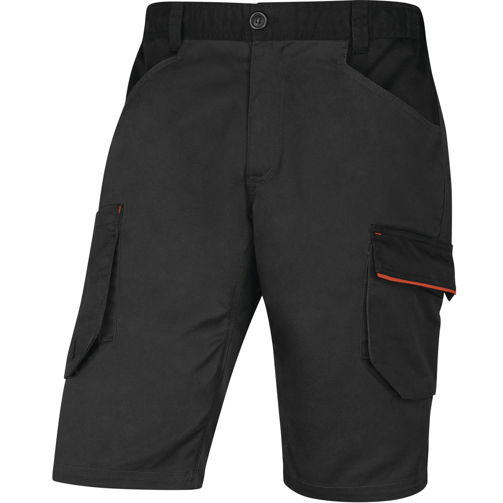 BERMUDA DE TRAVAIL DELTA PLUS POLYESTER/COTON MACH2 GRIS FONCÉ/ORANGE - M2BE3STRGO0