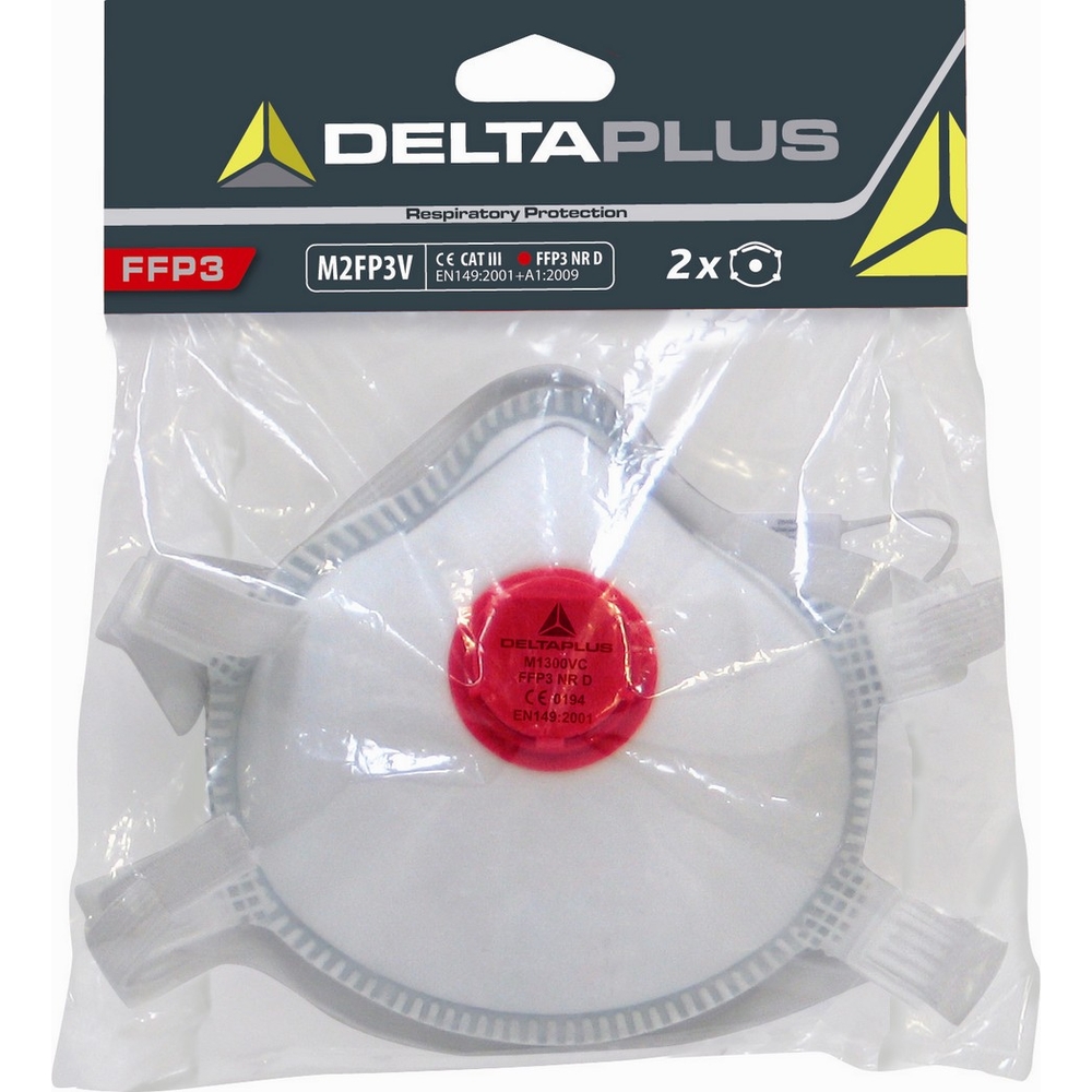 Lot de 2 pièces faciales filtrantes FFP3 en fibre synthétique non tissée DELTA PLUS-M2FP3V
