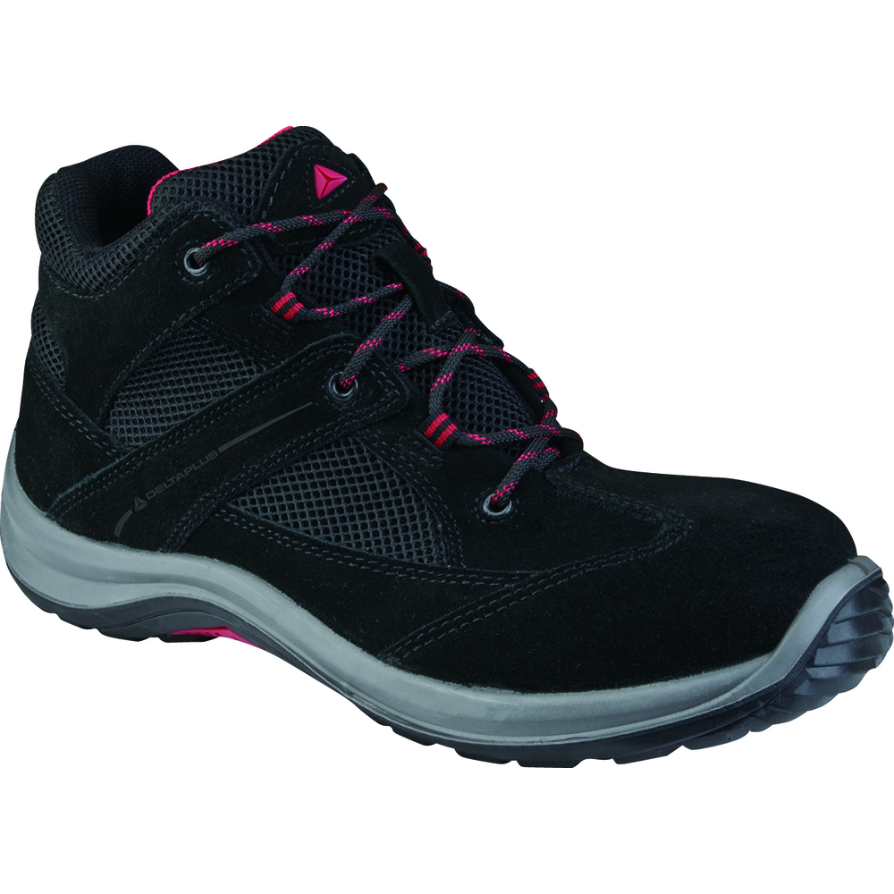 CHAUSSURES HAUTES CUIR CROUTE VELOURS ET MESH NOIR / ROUGE DELTA PLUS- VIRAGE S1P SRC - VIRAGSPNR0