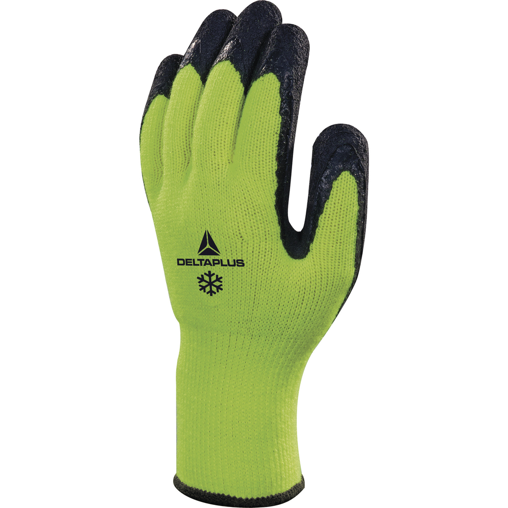 Gant tricot acrylique - paume enduite mousse latex jaune fluo/noir - DELTA PLUS - D020VV735JA0