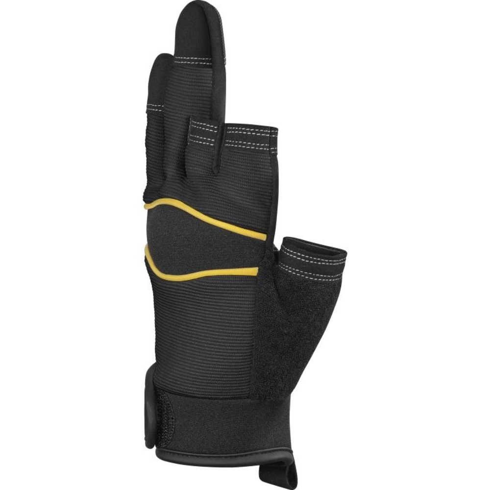 GANT DELTA PLUS 3 DOIGTS COUPÉS PAUME CUIR SYNTHETIQUE - DOS POLYESTER/ELASTHANNE NOIR JAUNE - VV905NO0