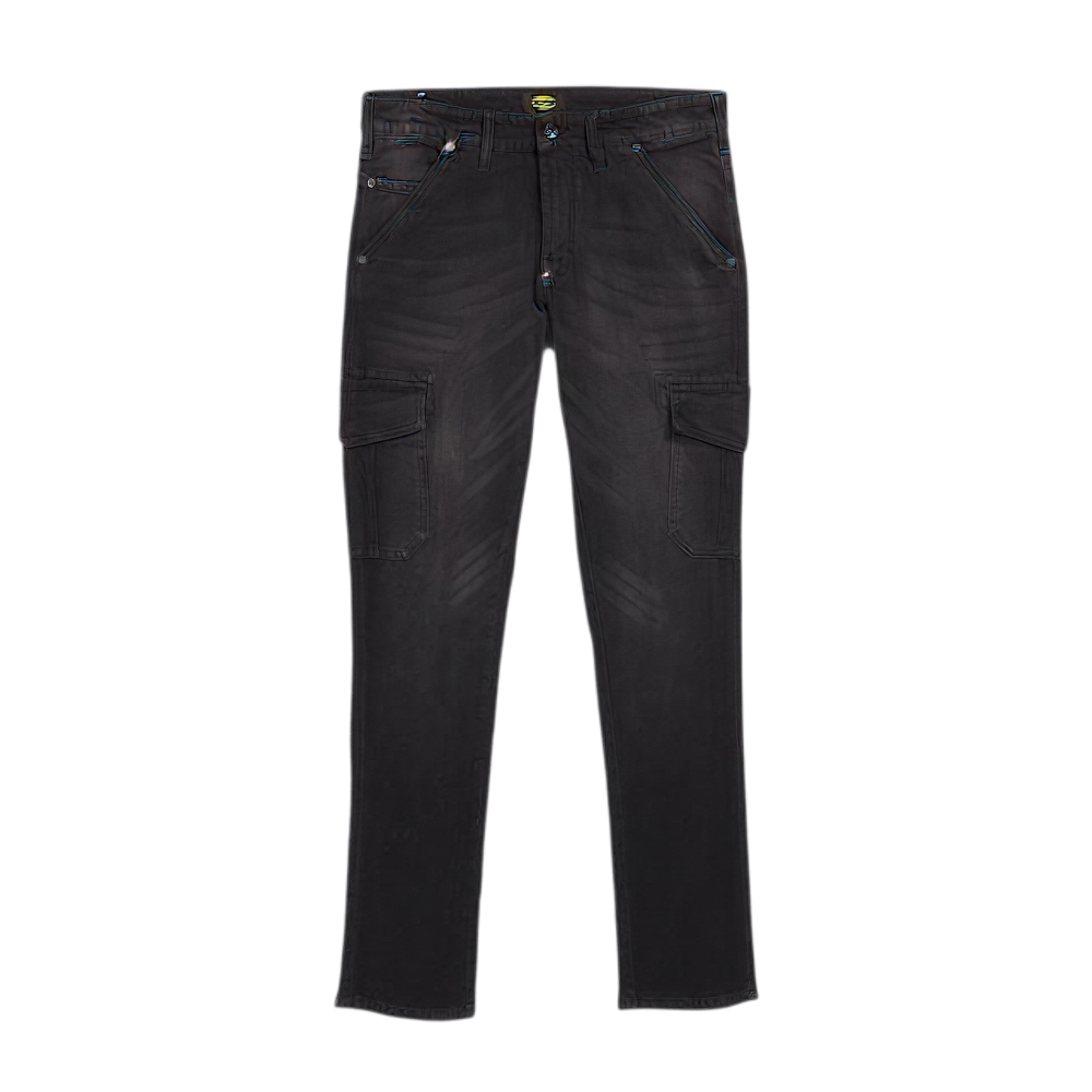 JEANS STETCH DIADORA DENIM STONE WASHED 6 POCHES NOIR DELAVE - 172115 C6208