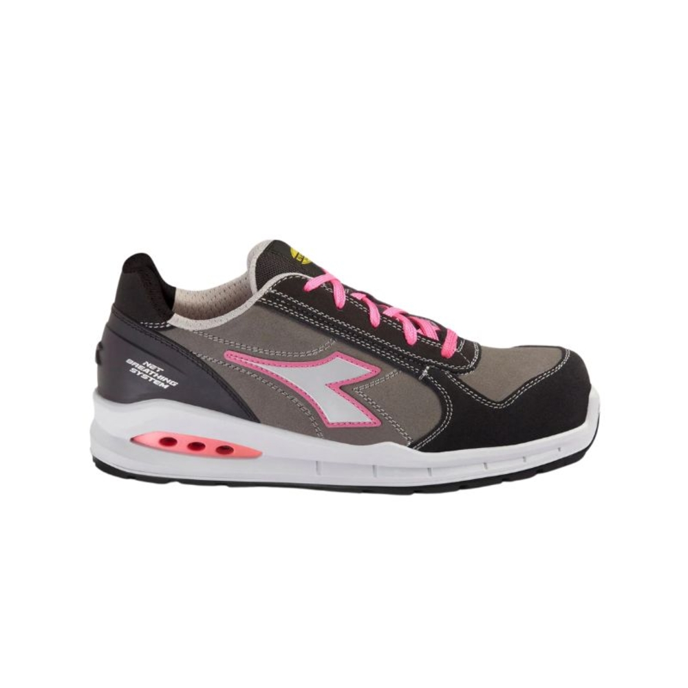 Chaussure de sécurité basse gris rose DIADORA UTILITY RUN NET AB LOW S3S FO SR - 181148D0447