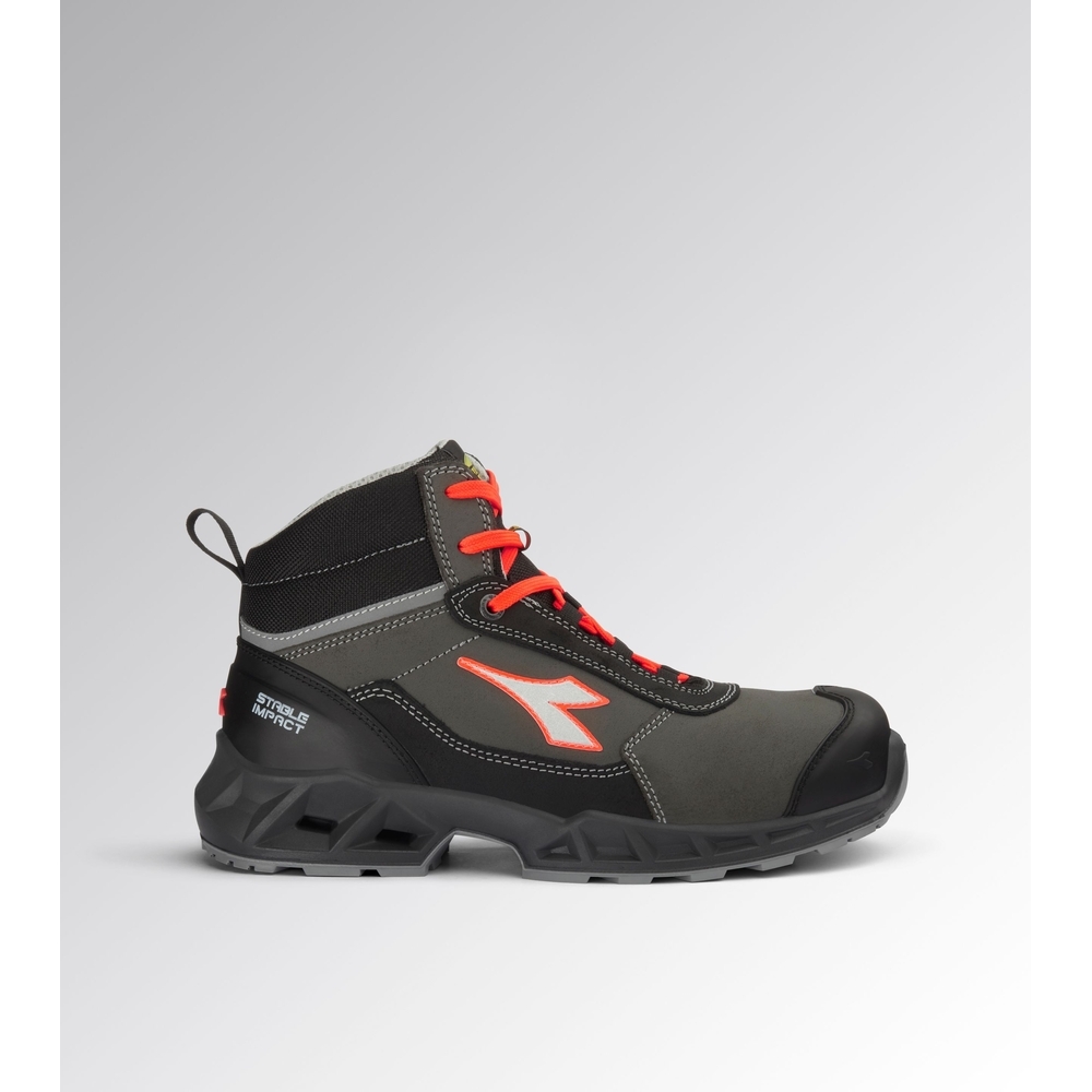 Chaussures de sécurité montantes noires/rouges SHARK STABLE IMPACT LEATHER MID S3S FO SR SC ESD - Diadora - 181160C4115